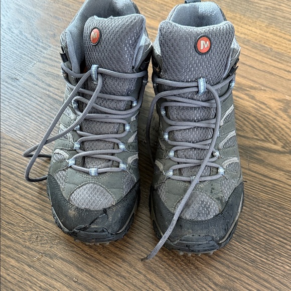 Merrell Moab Mid Gore Tex Grey Periwinkle Gray Hiking Boots 9.5 women - Picture 1 of 6